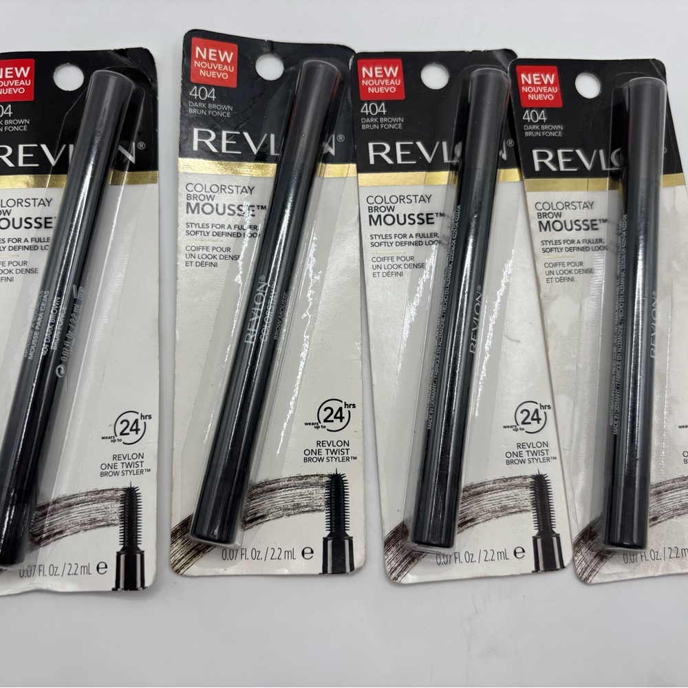 LOT 4 Revlon ColorStay EyeBrow Mousse Makeup Defined Look #404 Dark Brown.